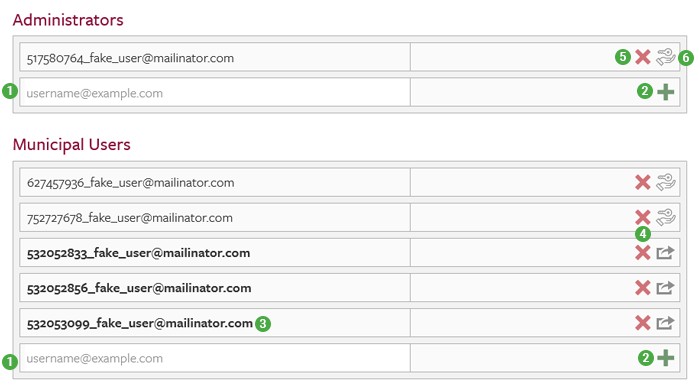 eCode360 screen showing the Admin Manage Users screen