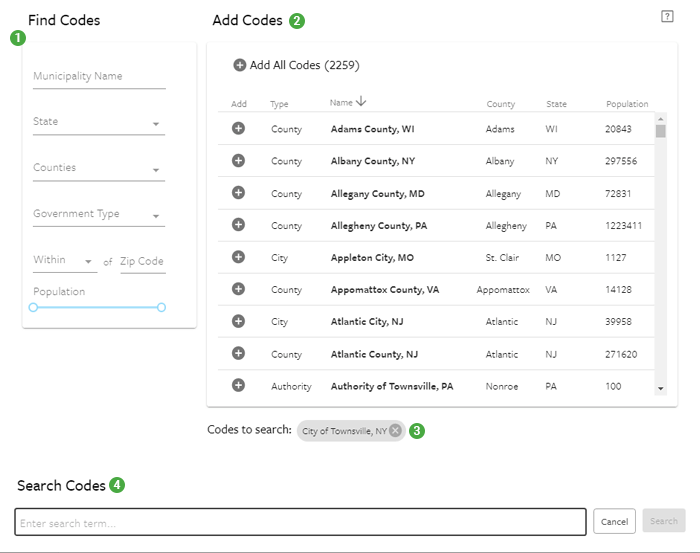 eCode360 screen showing Multicode dialog